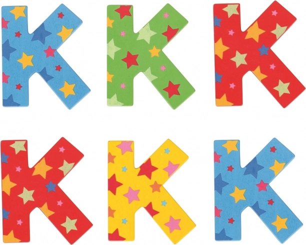 Bigjigs Toys drevené písmeno K s hviezdičkami