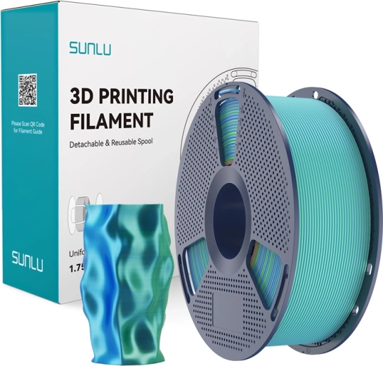 Sunlu PLA+ silk dvojfarebný filament modrozelený