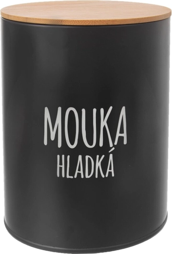 Dóza na hladkú múku čierna s bambusovým viečkom