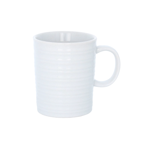 Porcelánový hrnček 360 ml s reliéfom, mliečno biely