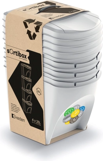 Sada triediacich košov Sortibox 4×25 l popolavo sivá