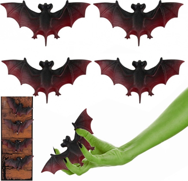 halloweenská dekorácia netopiere sada 4 ks