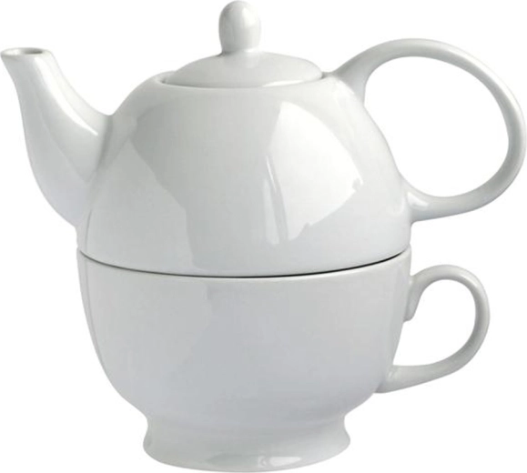 Porcelánová kanvička so šálkou 2v1 480 ml, biela