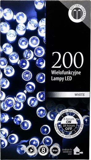 Vianočná LED svetelná reťaz 200 LED 20 m studená biela