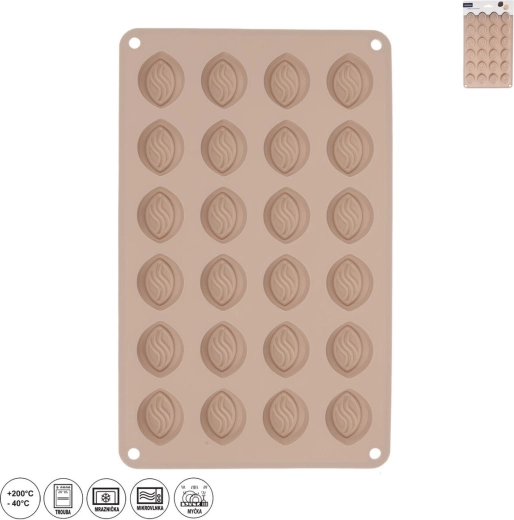 Silikónová forma na pralinky a čokoládu, 24 dutín, béžová