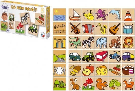 Detoa drevené puzzle Čo kam patrí