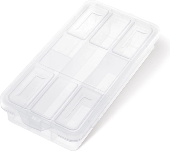 Plastový organizér KNOX 180 × 90 × 35 mm s priečkami a priehľadným vekom