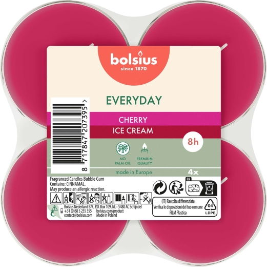 Maxi čajové sviečky Cherry Ice Cream, sada 4 ks