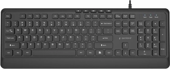 Gembird slim drôtová multimediálna klávesnica USB, čierna (US rozloženie)