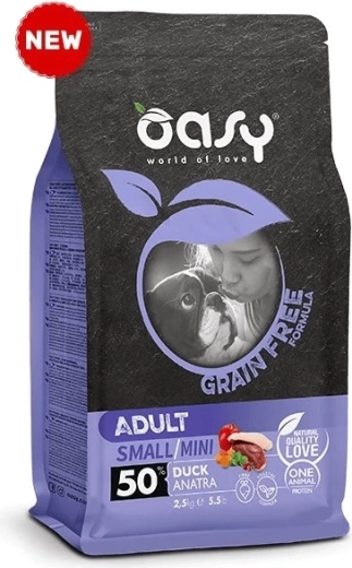 Oasy Grain Free Adult Small/Mini kačica 2,5 kg