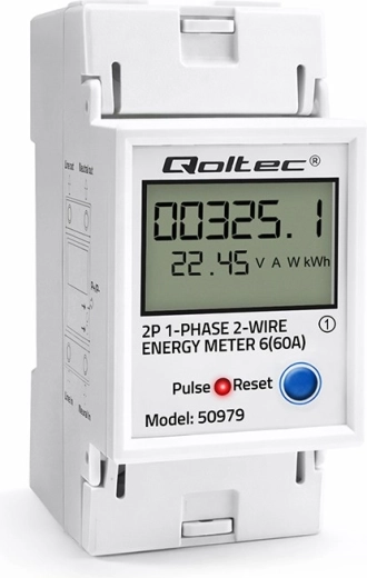 Jednofázový elektromer na DIN lištu s LCD, LED indikáciou a funkciou RESET 230 V 60 A