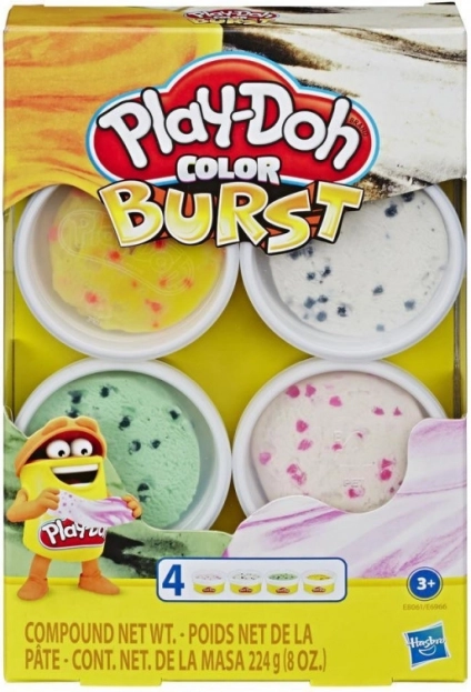 Modelína Play-Doh color burst sada 4 kelímky s nástrojom