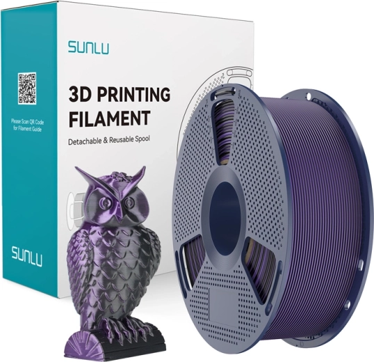 Sunlu PLA+ Silk dvojfarebný filament čierna a fialová