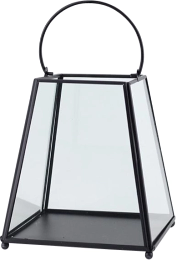 Kovový kužeľový lampáš so sklom 17 × 17 × 19,5 cm