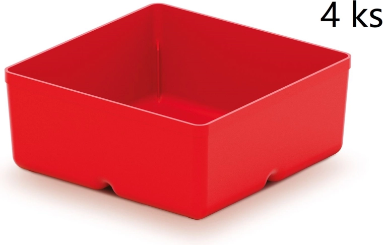 Sada 4 plastových boxov na náradie Unite Box, červené, 110 × 110 × 112 mm