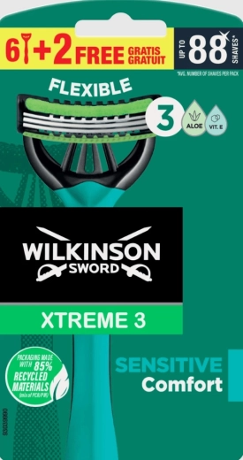 Jednorazový holiaci strojček Wilkinson Xtreme3 Sensitive, 8 ks