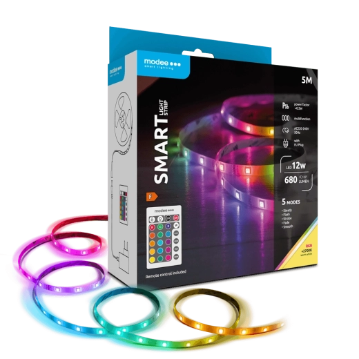 Modee LED Smart – inteligentný LED pásik 12 W, 5 m, 2700K + RGB, 680 lm, IP20
