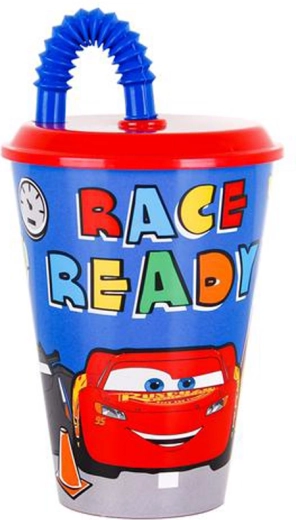 Plastový kelímok so slamkou CARS 430 ml