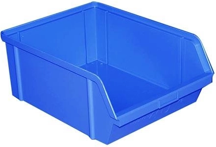 Ukladacia skosená prepravka 40 kg, 400 × 300 × 162 mm, modrá
