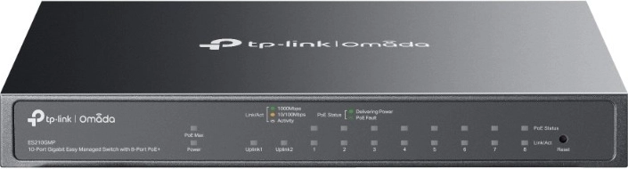 TP-Link Omada ES210GMP 10‑portový gigabitový switch s 8× PoE+