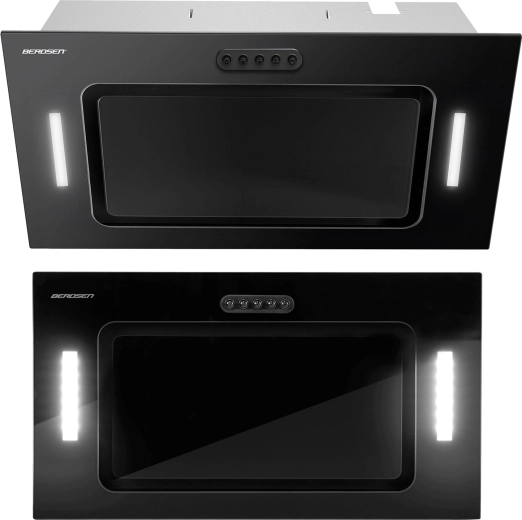 Vstavaný podskrinkový odsávač pár 52 cm čierny Berdsen BE-52A s LED osvetlením