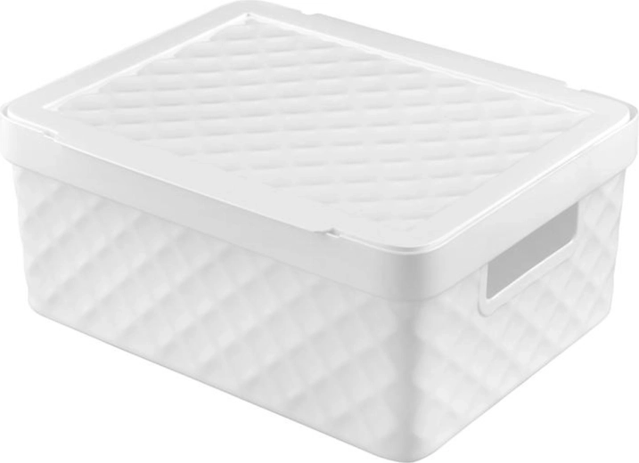 Plastový úložný košík s vekom HEIDRUN Diamond 36 × 27 × 14 cm - 1 kus