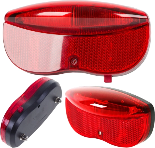 LED zadné svetlo na nosič bicykla, 2× AA, s odrazkou