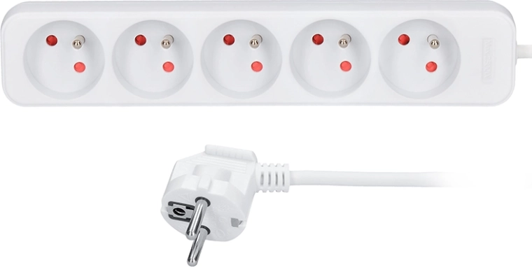 Solight predlžovací prívod s 5 zásuvkami, biely, 1,5 m