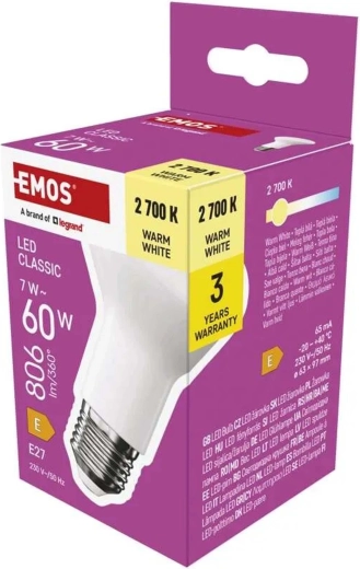 LED žiarovka Classic R63 E27 7 W 806 lm teplá biela