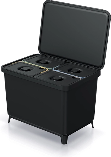 Triediaci kôš na odpad 4×10 l – recyklovaná čierna