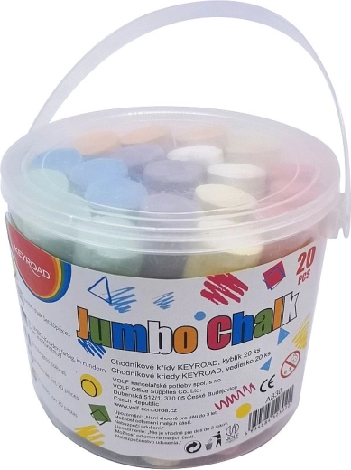 Chodníkové kriedy Keyroad Jumbo, vedierko 20 ks