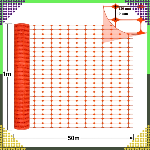 Stavebná výstražná plastová sieť oranžová 1 × 50 m, 100 g