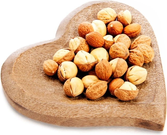 Drevený tanier na občerstvenie srdce z manga 12 × 12 cm