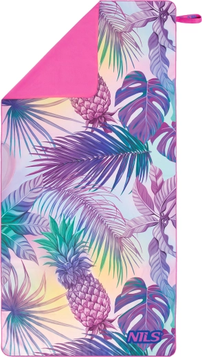 Rýchloschnúci mikrovláknový uterák NILS Camp s tropickým motívom ananásu 160 × 80 cm