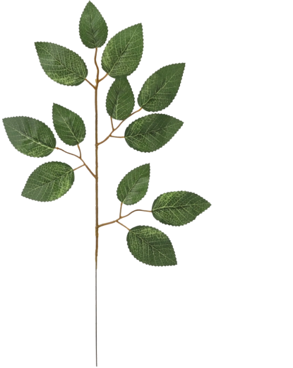 Umelá vetvička s listami ruže 40 × 21 cm, zelená