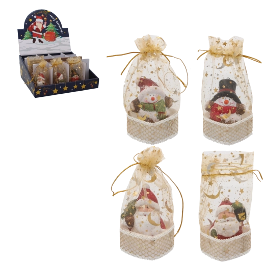 Vianočná figúrka Santa alebo snehuliak v vrecúšku