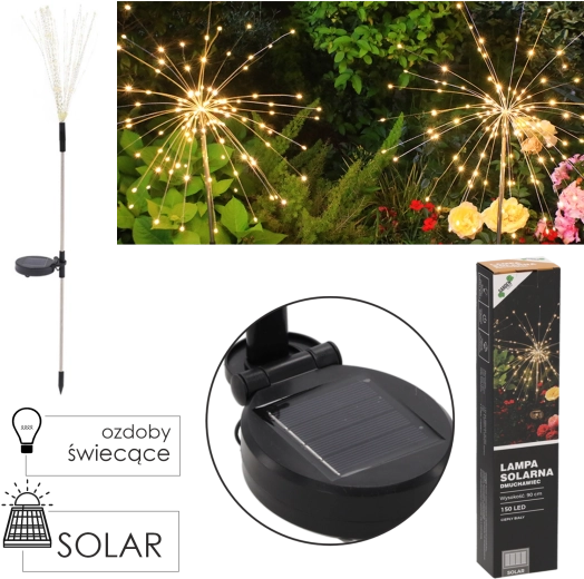 Solárna záhradná lampa púpava 90 cm, 150 LED teplá biela