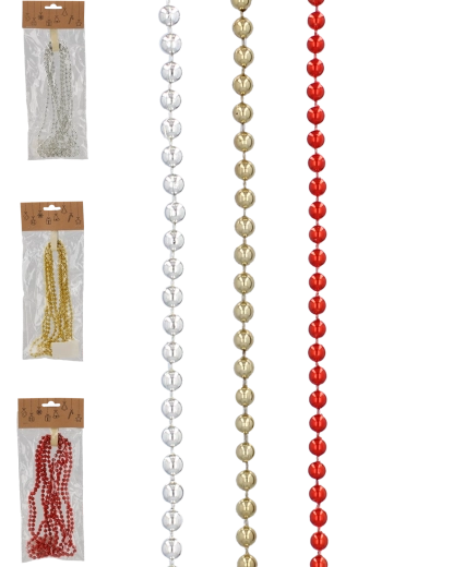 Vianočná koráliková girlanda 2,7 m, 6 mm – mix farieb