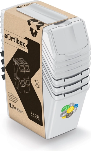 Sada košov na triedený odpad Sortibox 4×25 l popolavo sivá
