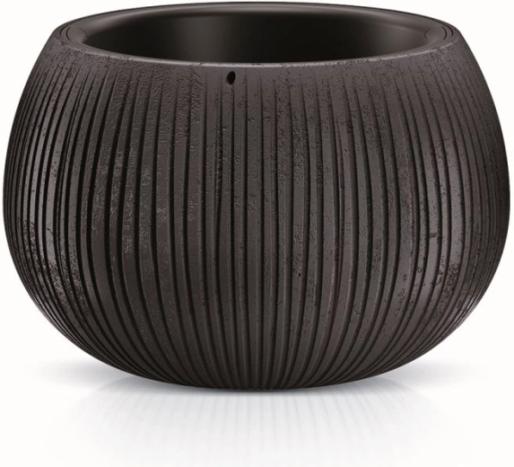 Kvetináč Beton Bowl s vložkou 18 cm – čierny