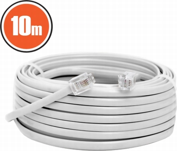 Telefónny kábel 6P4C na 6P4C 10 m biely