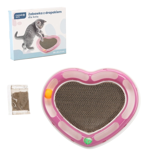 Interaktívna srdcová hračka pre mačky s kartónovým škrabadlom