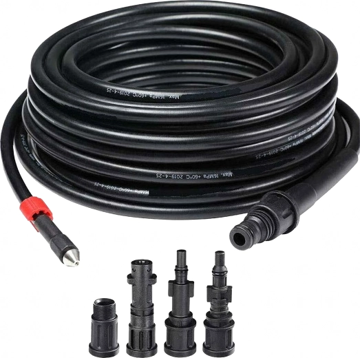 Čistiaca hadica na odtok a kanalizáciu 15 m s adaptérmi pre vysokotlakové umývačky