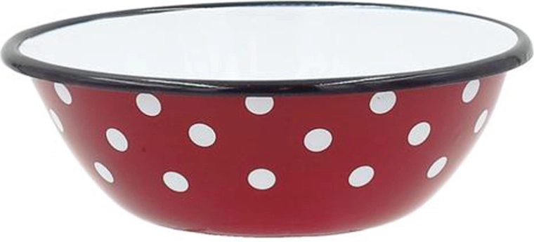 Smaltovaná miska s bodkami 16 cm, červená