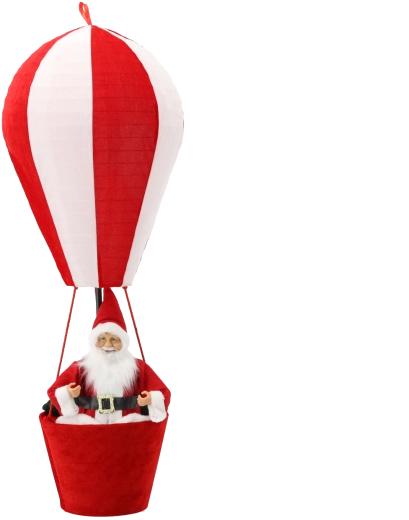 Vianočná dekorácia Santa v teplovzdušnom balóne 110 cm