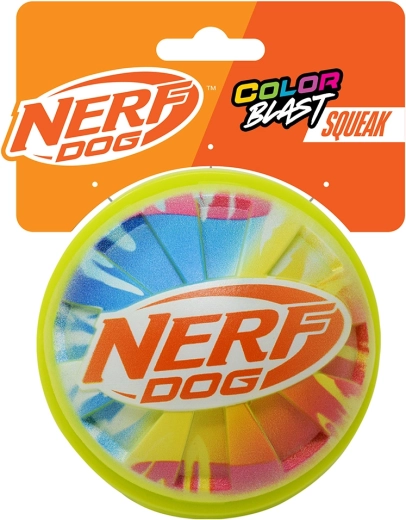 Nerf Dog pískajúca loptička s farebným úchopom 10 cm