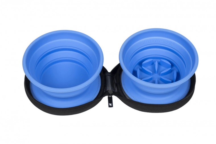 Cestovná dvojitá miska so spomaľovačom KIWI WALKER, modrá