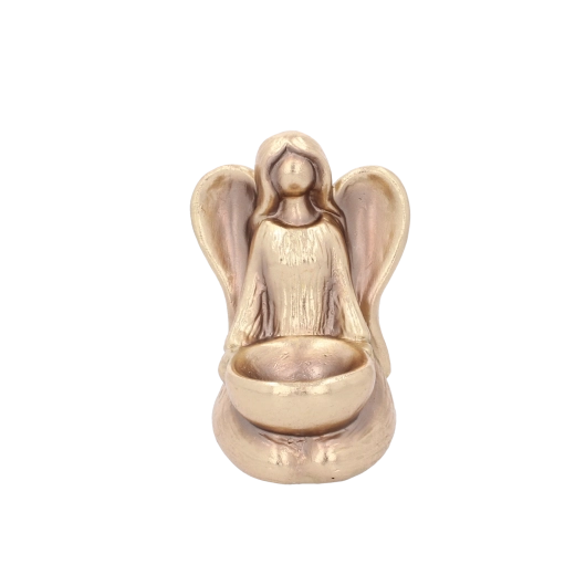Zlatá sediaca keramická figúrka anjela 16 cm