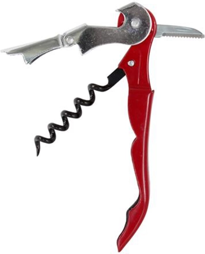 Kovový čašnícky otvárač 11 cm, červený