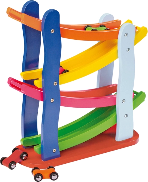 Malá noha drevená závodná dráha so 4 autíčkami